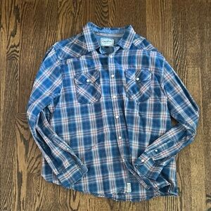 Flag & Anthem XL Blue and Red Plaid Button-Down Shirt